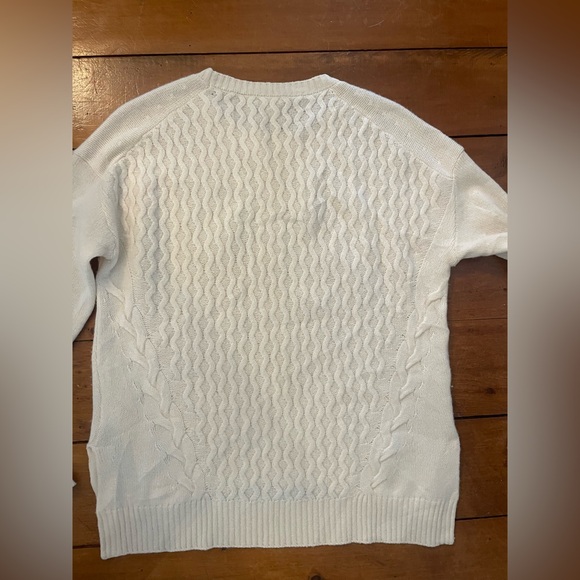 Halogen Cashmere Wool Blend Cable Knit Sweater - Antique White - Picture 4 of 8